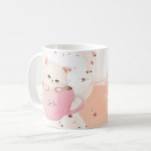 Cute chat rose blanc dans une tasse de thé (Devant gauche)