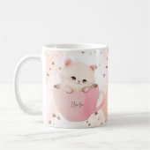 Cute chat rose blanc dans une tasse de thé (Gauche)
