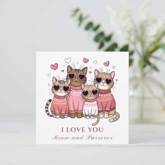 Cute Chat Saint Valentin Carte Chat Maman Rose (Debout devant)