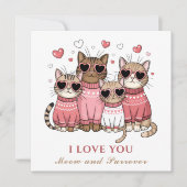 Cute Chat Saint Valentin Carte Chat Maman Rose (Devant)
