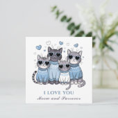 Cute Chat Saint Valentin Carte Chat Papa Bleu (Debout devant)