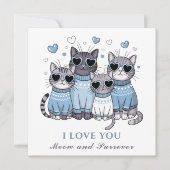 Cute Chat Saint Valentin Carte Chat Papa Bleu (Devant)