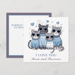 Cute Chat Saint Valentin Carte Chat Papa Bleu