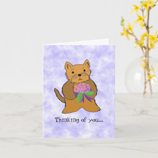 Cute Chat S'En Sortir Carte Bientôt (Fleur jaune)