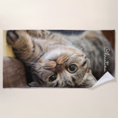 Cute Chat Serviette de plage personnalisée (Devant)