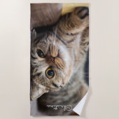 Cute Chat Serviette de plage personnalisée (Devant)