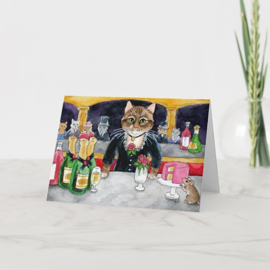 Cute Chat, Souris, Manet Paris Carte Anniversaire (Devant)