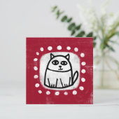 Cute Chat Sur Carte De Voeux Rouge (Debout devant)