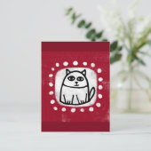 Cute Chat Sur Carte Postale Rouge (Debout devant)