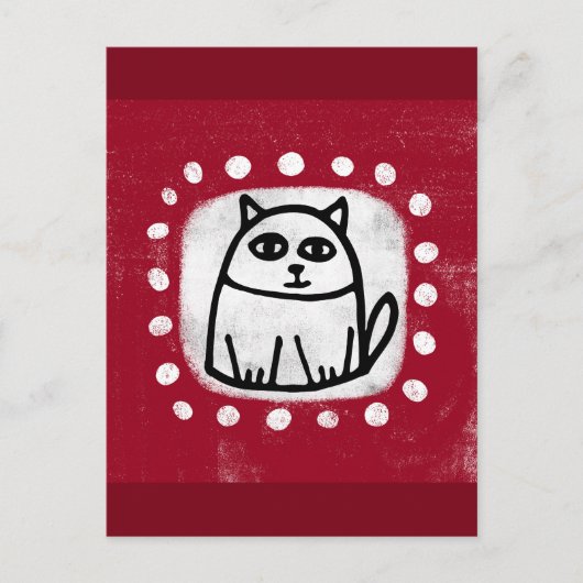 Cute Chat Sur Carte Postale Rouge (Devant)