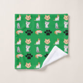Cute chat sur tout imprimé ensemble de serviettes  (Gant de toilette)