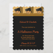 Cute Chat sur une invitation d'Halloween Citrouill (Dos)