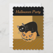 Cute Chat sur une invitation d'Halloween Citrouill (Devant)