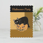 Cute Chat sur une invitation d'Halloween Citrouill (Debout devant)