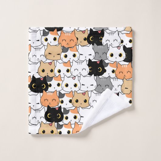 Cute chaton doodten sans couture motif linge (Gant de toilette)