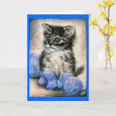 Cute chaton en chaussettes tricotées carte de note (Fleur jaune)