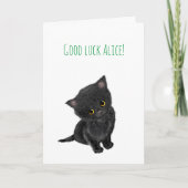 Cute chaton noir carte de chance personnalisée (Devant)