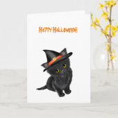 Cute chaton noir Carte Halloween (Fleur jaune)