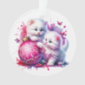 Cute chatons blancs Jouer avec Noël rose (devant)