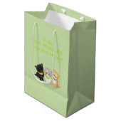 Cute chatons vert sac cadeau personnalisé (Devant Angle)