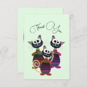 Cute chats colorés carte de remerciements (Devant / Derrière)