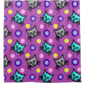 Cute Chats Motif en Violet Douche rideau (Devant)