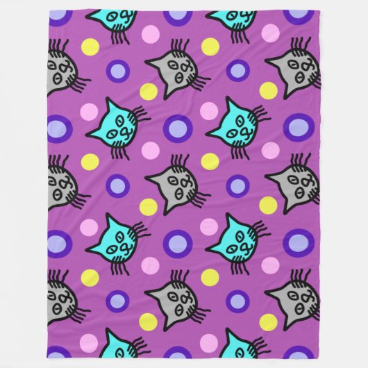 Cute Chats Motif en Violet Grosse couverture en po (Devant)