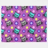 Cute Chats Motif en Violet Grosse couverture en po (Devant (Horizontal))