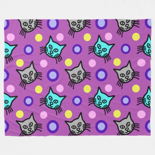 Cute Chats Motif en Violet Grosse couverture en po (Devant (Horizontal))