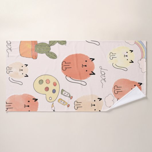 Cute chats sans couture motif (Serviette de bain)