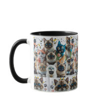 Cute chats siamois Motif Mug à deux tons