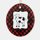 Cute Checkerboard Cow Whimsical Animal Keramisch Ornament (Links)