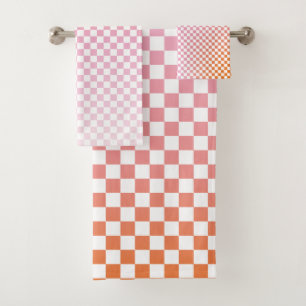 Cute Checkerset Pink Oranje Summer Bad Handdoek