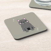 Cute Cheeks Gray French Bulldog Bier Onderzetter (Linkerzijde)