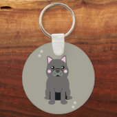 Cute Cheeks Gray French Bulldog Sleutelhanger (Achterkant)
