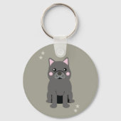 Cute Cheeks Gray French Bulldog Sleutelhanger (Achterkant)