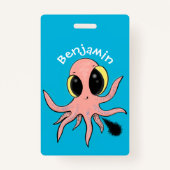 Cute, cheeky baby octopus cartoon badge (Achterkant)
