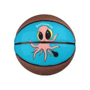 Cute, cheeky baby octopus cartoon basketbal