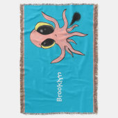 Cute, cheeky baby octopus cartoon deken (Voorkant Verticaal)