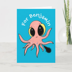 Cute, cheeky baby octopus cartoon kaart