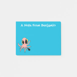 Cute, cheeky baby octopus cartoon post-it® notes