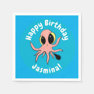 Cute, cheeky baby octopus cartoon servet