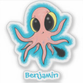 Cute, cheeky baby octopus cartoon sticker (Voorkant)