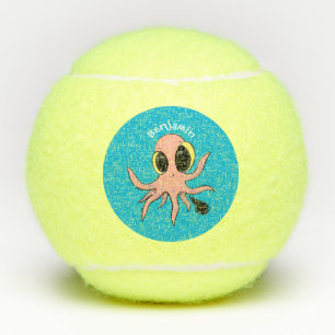Cute, cheeky baby octopus cartoon tennisballen