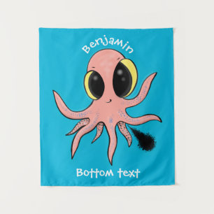 Cute, cheeky baby octopus cartoon wandkleed