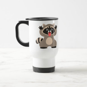 Cute Cheeky Cartoon Raccoon Commuter Mok