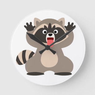 Cute Cheeky Cartoon Raccoon Ronde Klok