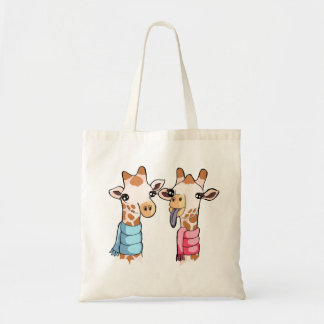 Cute Cheeky Giraffes in Scarves Drawing Canvas tas