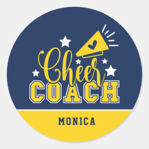 Cute Cheer Coach - Gepersonaliseerd Koninklijk Bla Ronde Sticker