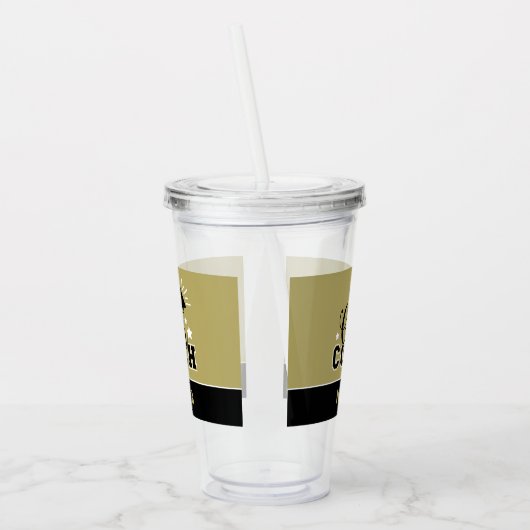 Cute Cheer Coach, speciaal gepersonaliseerd goud e Acryl Drinkbeker (Links)